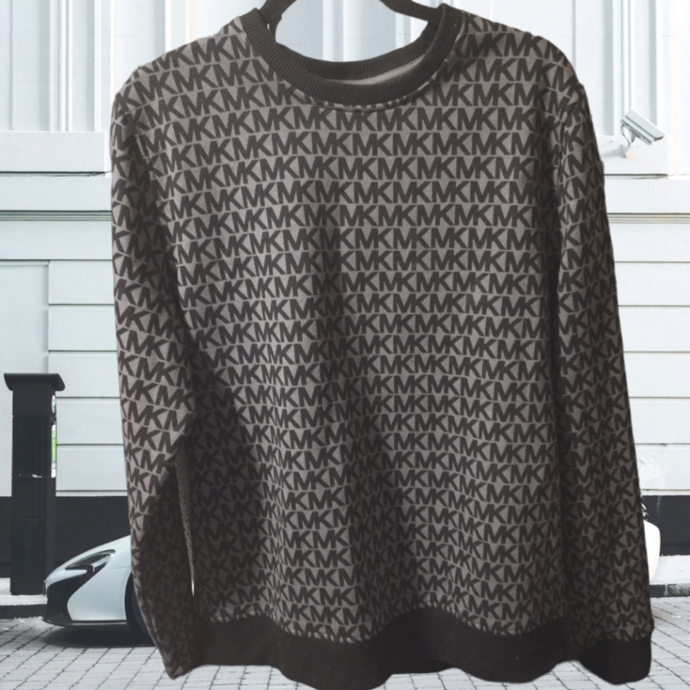 Michael Kors Black and Gray Logo Print Sweatshirt